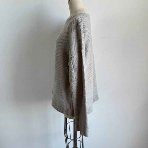 VINCE Gray Wool Yak Blend Long Sleeve Waffle Knit Sweater - Picture 5 of 8